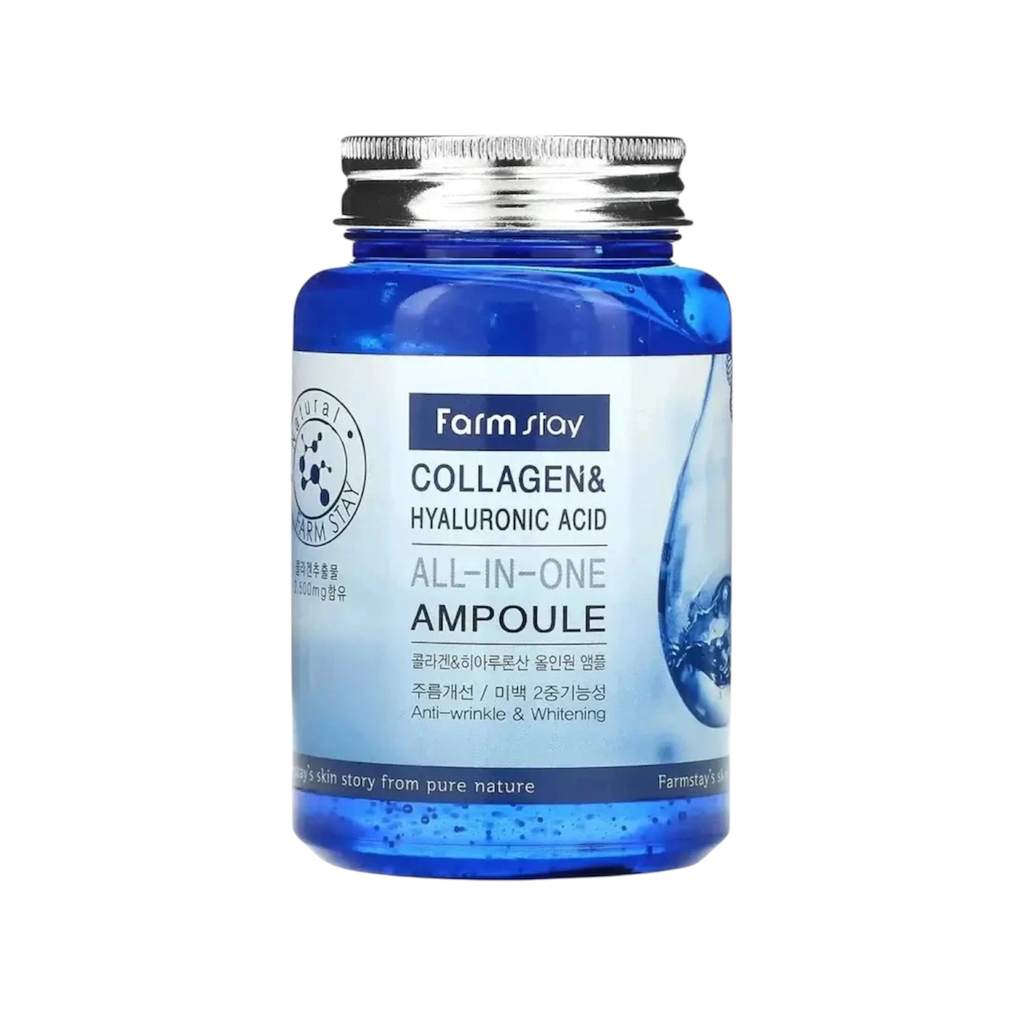Farmstay ampula ar kolagēnu un hialuronskābi, 250 ml.
